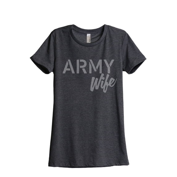 Army Wife Women's Fashion Relaxed T-Shirt Tee Charcoal Grey Small