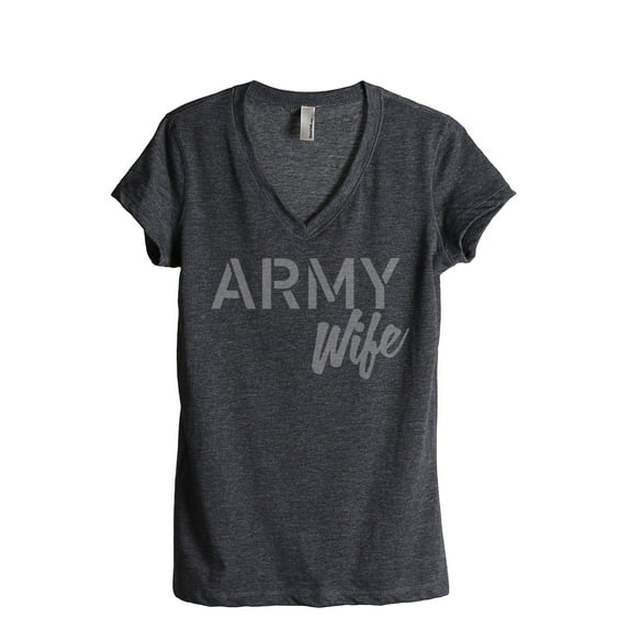 Army Wife Women's Fashion Relaxed V-Neck T-Shirt Tee Charcoal Grey 2X-Large
