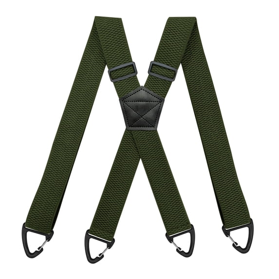 Army green Suspenders for Men: 1.5-Inch Wide, Sturdy Clips, X-Back, Adjustable Elastic Heavy Duty Men's Suspenders for Work Pants/Jeans