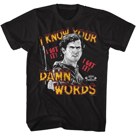 Army of Darkness Know Your Words Black Adult T-Shirt