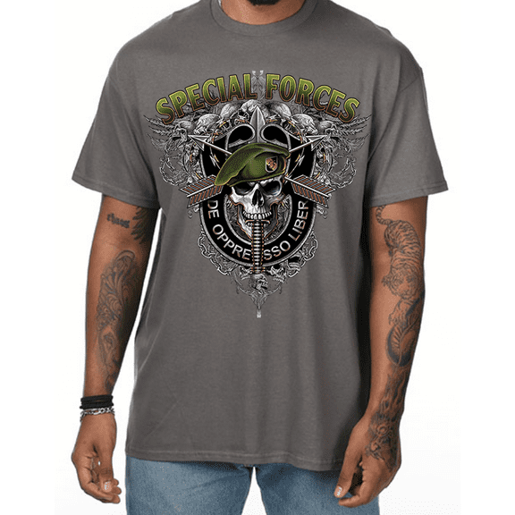 Army skull decal t-shirt Big and Tall tee for men