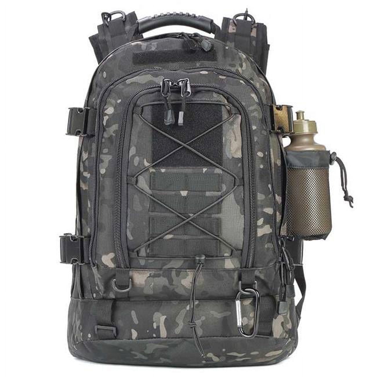 Armycamo LQ08001-600D PVC-BLK-MUL 39-60 Litre Mens Large Capacity Military Tactical Hiking Expandable Backpack, Black Multicam Armycamo LQ08001-600D PVC-BLK-MUL 39-60 Litre Mens Large Capacity Military Tactical Hiking Expandable Backpack, Black Multicam