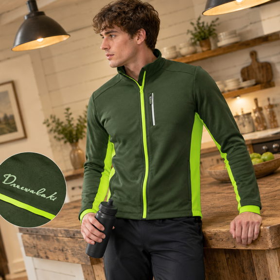 Armygreen-yellow Medium Men's Winter Thermal Windproof Cycling Running Jacket
