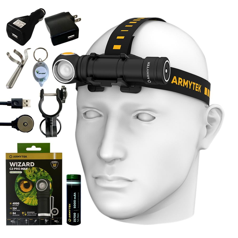 Rechargeable White LED Water Resistant Headlamp with USB Cable