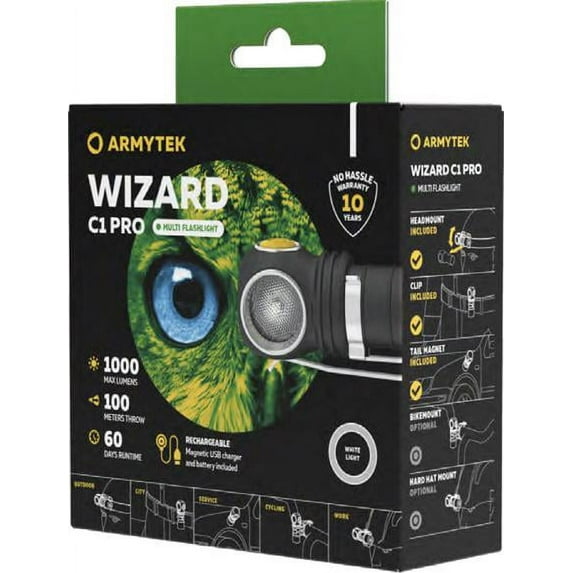 Armytek Wizard V4 C1 Pro Magnetic USB Rechargeable Headlamp - 1000 Lumen, Samsung LH351D LED - Limited Edition