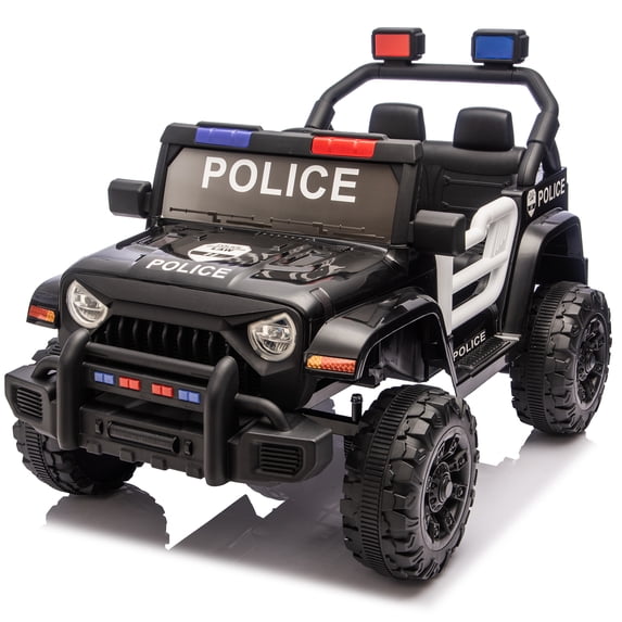 Arnahaishe 12V Electric Jeep Ride On Car with Parent Remote Control, Dual Drive, Bluetooth and MP3, Riding Toy Gift for Kids Aged 2-4, Police Car