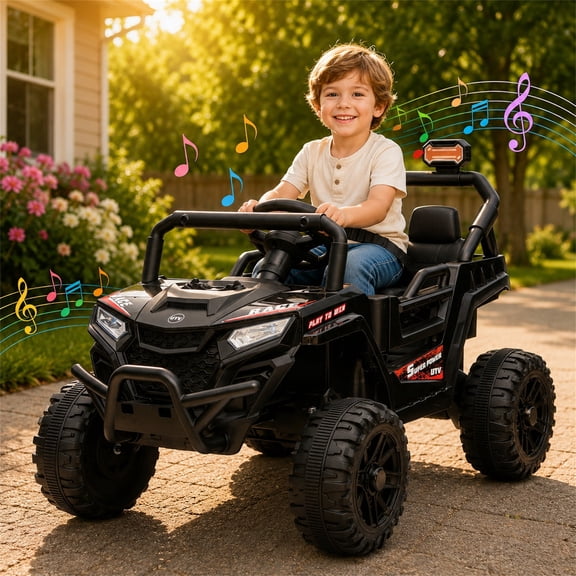 Arnahaishe 12V Electric Ride On Car Toy with Parents Control, Bluetooth and MP3, Gift For Aged 1-3, Black
