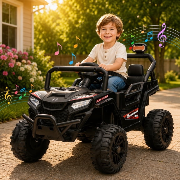 Arnahaishe 12V Electric Ride On Car Toy with Parents Control, Bluetooth and MP3, Gift For Aged 1-3, Black
