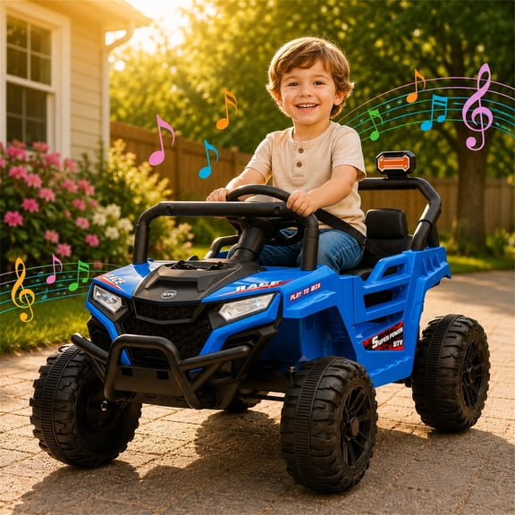 Arnahaishe 12V Electric Ride On Car Toy with Parents Control, Bluetooth and MP3, Gift For Aged 1-3, Blue