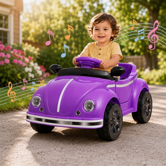 Arnahaishe 12V Kids Ride On Car Toy with Parental Remote Control, USB and Bluetooth, Gift for Kids Aged 2-4, Purple