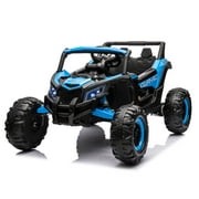 Arnahaishe 12V Ride on Toys Car with Remote Control, Kids Electric Vehicle Powered Wheels Car, 3-Point Safety Harness, Music Player, LED Lights, High-Low Speed Switch Off-Road UTV, Blue