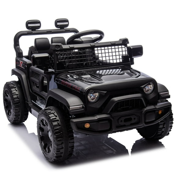 Arnahaishe 24V Electric Jeep Kids Ride On Car w/Parents Remote Control, 4-Wheel Suspension, 2WD, Power Display, Bluetooth MP3, LED Headlights for Ages 2-5, Black