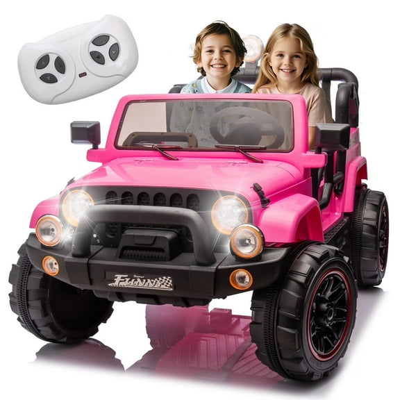 Arnahaishe 24V Ride On Car Toy, Electric Jeep with Remote Control, LED Light, USB and Bluetooth for Kids of 3-8, Pink