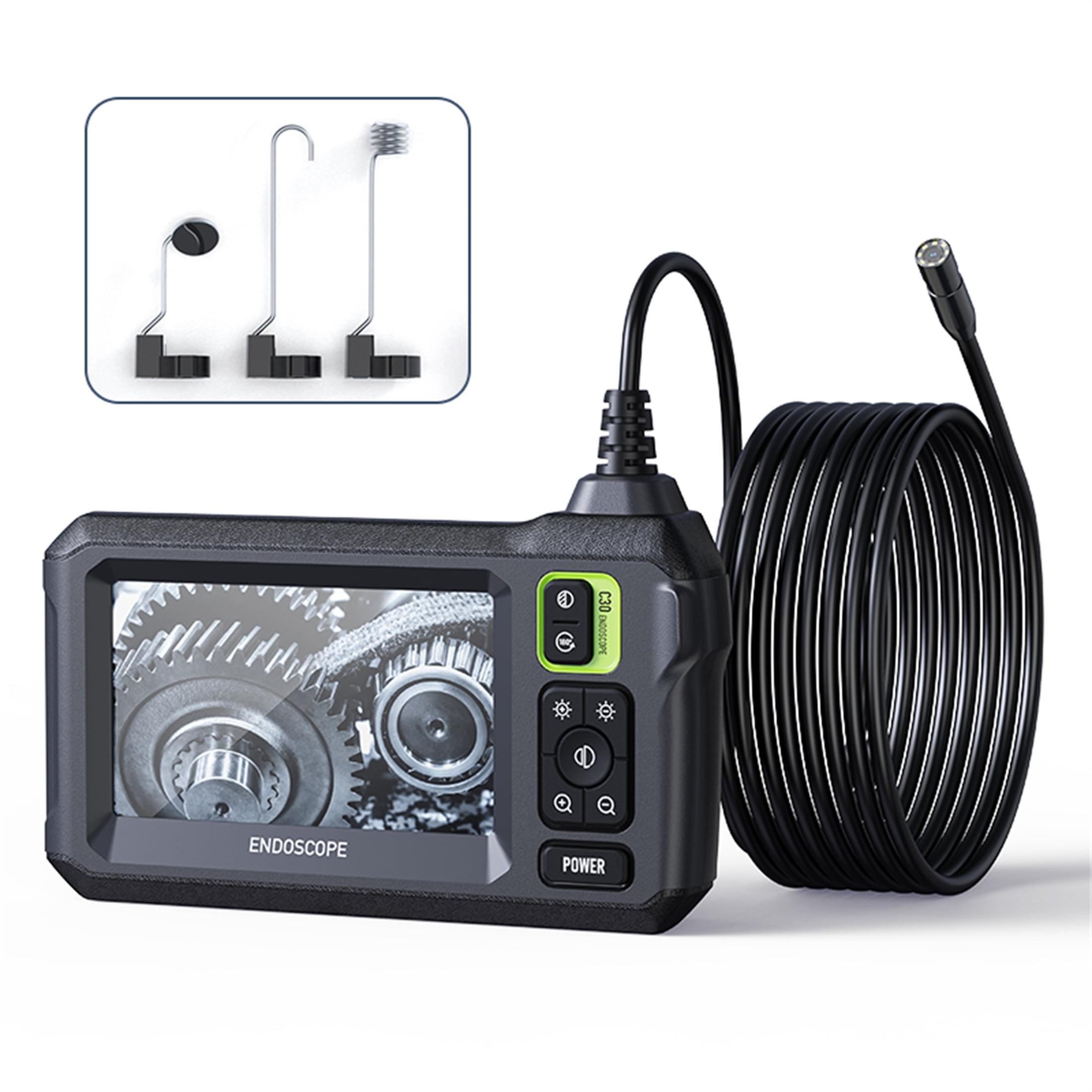 Arnahaishe Endoscope Camera with Light, Inspection Borescope Sewer Tools Snake Camera with 4.3" IPS Screen, 16.4FT Semi-Rigid Cord