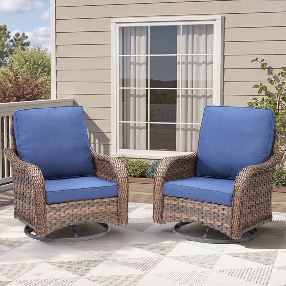 Arnahaishe Ourdoor Wicker Rocking Swivel Glider Rocker Patio Cushioned Chairs Set of 2 for Porch Balcony Backyard