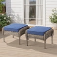 thumbnail image 1 of Arnahaishe Outdoor Ottoman Set of 2, All-Weather Wicker Patio Rattan Seat Foot Rest with Removable Cushions, Blue, 1 of 7