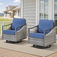 thumbnail image 1 of Arnahaishe Wicker Swivel Rocking Glider Chairs Set of 2 with Blue Cushions, All-Weather Outdoor Patio Chairs, 1 of 11