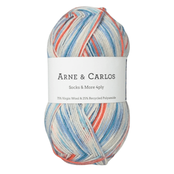 Arne & Carlos Sock Yarn | Sock & More 4-Ply | 75% Virgin Wool, 25% Recycled Polyamide | 100g (Approx. 420m) Skein, (3012 - Quiet Corner)
