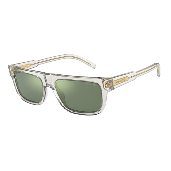 Arnette Men's An4278 Gothboy Rectangular Sunglasses, Grey Transparent/Green Mirror, 55 mm