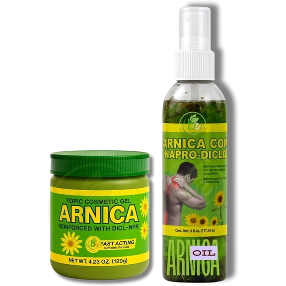 Arnica Massage Combo – Oil 6 fl oz + Gel 4.23 oz – Natural Topical Set for Muscles & Joints,Fast-Absorbing, Botanical Aroma,Daily Massage Therapy Use – Non-GMO,100% Natural – Authentic by BexpertsUSA