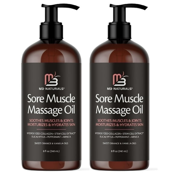 Arnica Muscle Massage Oil for Massage Therapy - with Collagen Stem Cells Arnica and Menthol - Multipurpose Full Body Massage Oil by M3 (Pack of 2)
