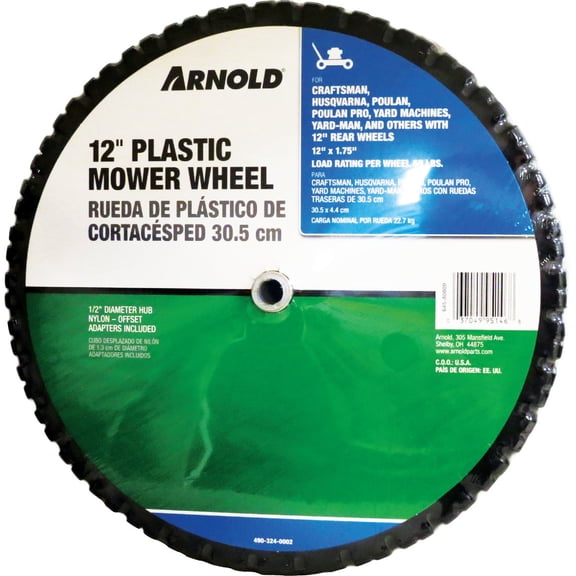 Arnold 490-324-0002 12-Inch Plastic Wheel for Walk-Behind Mowers, 1
