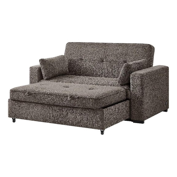 Arnold 76" Ash Brown Chenille Conv. Sofa Sleeper w/ Memory Foam+USB Ports+Plws