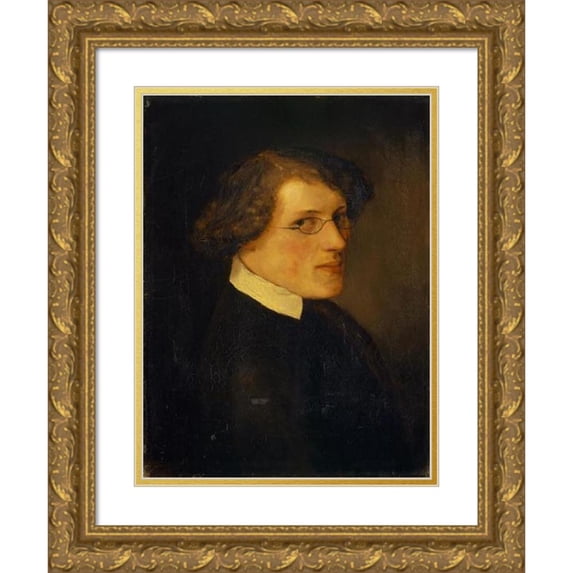Arnold Böcklin 11x14 Gold Ornate Wood Frame and Double Matted Museum Art Print Titled - Portrait of Jakob Mahly (1848)