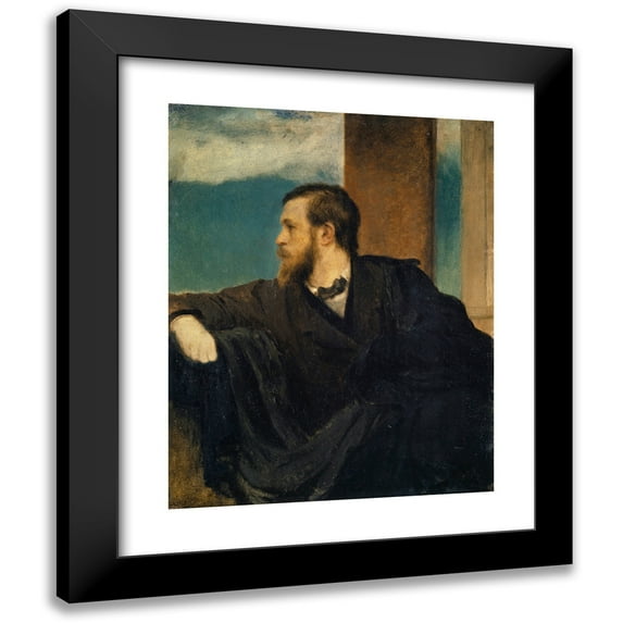 Arnold Böcklin 12x14 Black Modern Framed Museum Art Print Titled - Self-Portrait (1862)