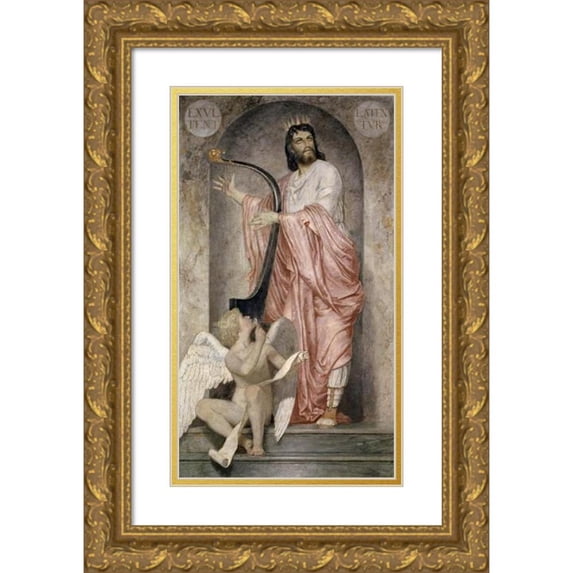 Arnold Böcklin 12x18 Gold Ornate Wood Frame and Double Matted Museum Art Print Titled - King David (1868)