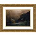 thumbnail image 1 of Arnold Böcklin 14x11 Gold Ornate Wood Frame and Double Matted Museum Art Print Titled - Mountain Lake with Seagulls (1847), 1 of 4