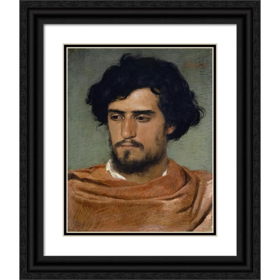 Arnold Böcklin 15x18 Black Ornate Wood Framed Double Matted Museum Art Print Titled - Head of a Roman (1863)
