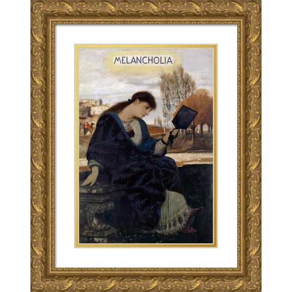 Arnold Böcklin 18x24 Gold Ornate Framed and Double Matted Museum Art Print Titled - Melancholy (1885-1900)