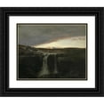 thumbnail image 1 of Arnold Böcklin 24x20 Black Ornate Framed Double Matted Museum Art Print Titled: Mountain Landscape with Waterfall (1849), 1 of 5