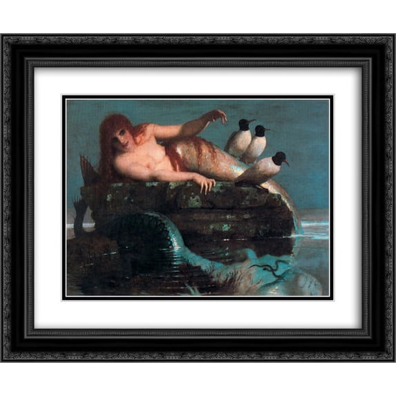 Arnold Bocklin 2x Matted 24x20 Black Ornate Framed Art Print 'Meerestille (Calm Sea)'