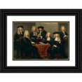 thumbnail image 1 of Arnold Boonen 18x13 Black Ornate Wood Framed Double Matted Museum Art Print Titled - The Regents of the Burgerweeshuis (1716), 1 of 5