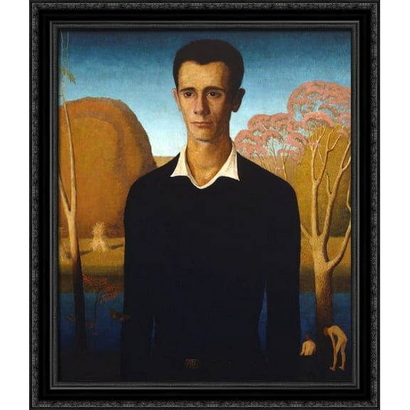 Arnold Comes of Age 28x34 Large Black Ornate Wood Framed Canvas Art by Grant Wood
