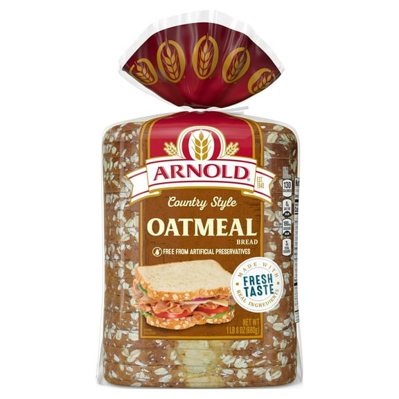 Arnold Country Oatmeal Bread, Hearty Texture & Flavor, 24 oz (Pack of 2)