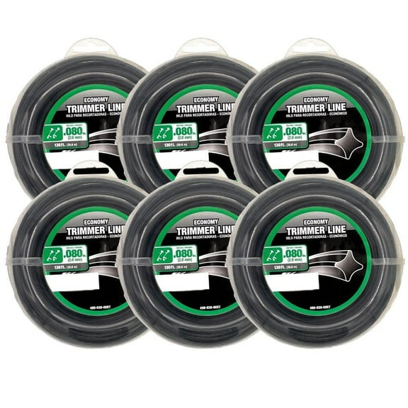 Arnold Economy Line 130 ft x .080 in Black Diamond Universal Trimmer Line for Weedeater | Replacement for DWO1DT801, DWO1DT802, DWO1DT915 and More | Weed Eater String | 6 Pack