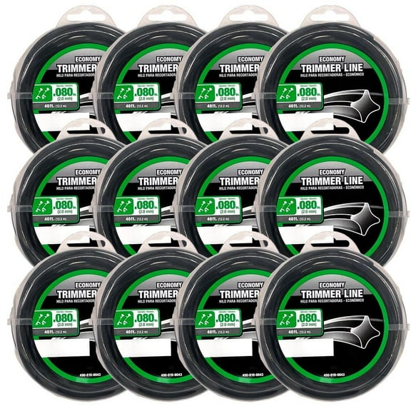 Arnold Economy Line 40 ft x .080 in Black Diamond Universal Trimmer Line for Weedeater | Replacement for DWO1DT801, DWO1DT802, DWO1DT915 and More | Weed Eater String | 12 Pack