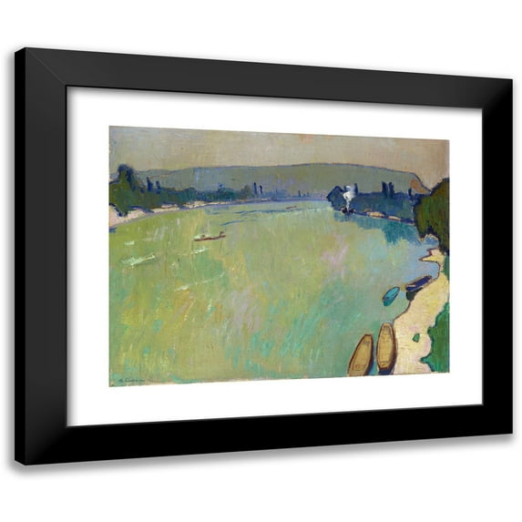 Arnold Fiechter 14x12 Black Modern Framed Museum Art Print Titled - Landscape at the Rhine (View from the Bridge) (1913)
