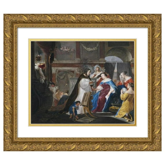 Arnold Houbraken 24x20 Gold Ornate Framed and Double Matted Museum Art Print Titled - The Funeral Service of Queen Artemisia for King Mausolos
