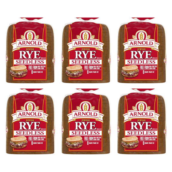 Arnold Jewish Rye Bread, Seedless, 16 oz (Pack of 6)