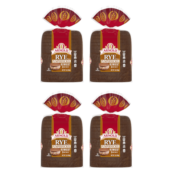Arnold Jewish Rye Pumpernickel Bread, 16 oz (Pack of 4)