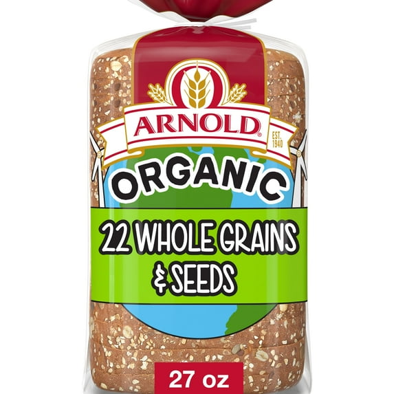 Arnold Organic 22 Whole Grains & Seeds Bread, 27 oz, Multigrain Bread, Bag