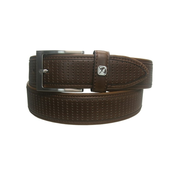 Arnold Palmer Golf Men's Hand Crafted Leather Micro Perforated Belt, 36" Brown -