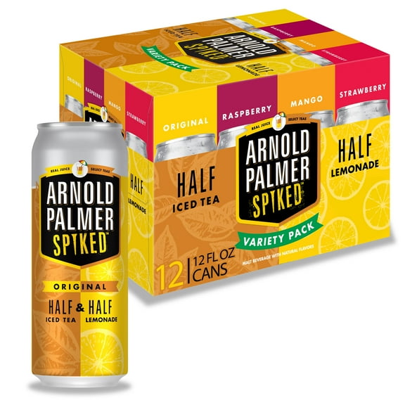 Arnold Palmer Spiked Half&Half Variety Pack , 12 Pack, 12 fl oz Aluminum Cans, 5% ABV