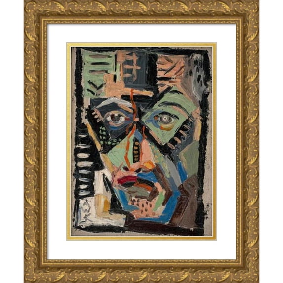 Arnold Peter Weisz-Kubínčan 11x14 Gold Ornate Wood Frame and Double Matted Museum Art Print Titled - Man's Face (1927-1937)