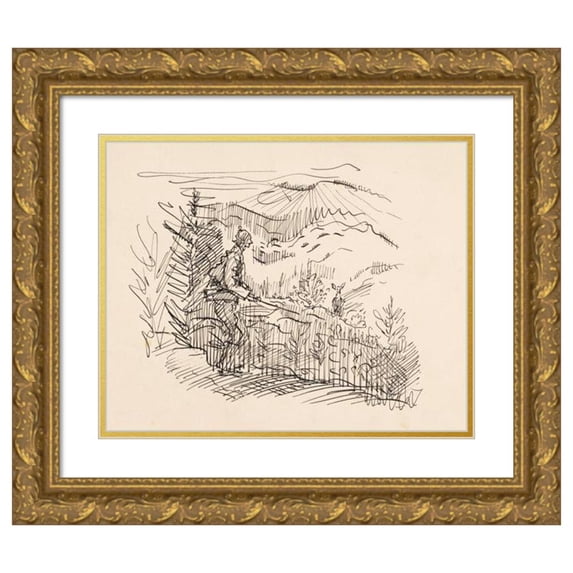 Arnold Peter Weisz-Kubínčan 14x12 Gold Ornate Wood Frame and Double Matted Museum Art Print Titled - Lying in Wait II. (1942)