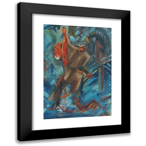 Arnold Peter Weisz-Kubínčan 14x18 Black Modern Framed Museum Art Print Titled - Hunter with a Fox in His Hand (1940)